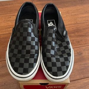 Classic Vans Slip -On, checkerboard in Black/Black, womens 5.5, men’s 4